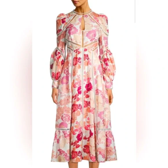 chinese dress ladies Floral Satin Low Cut Maxi Dress | Alina main image 1